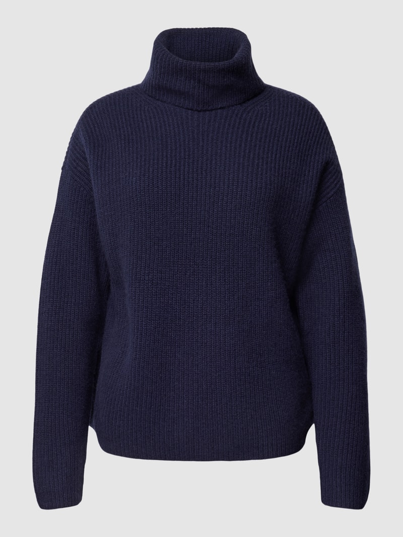 Strickpullover aus Kaschmir mit Rollkragen in dunkelblau