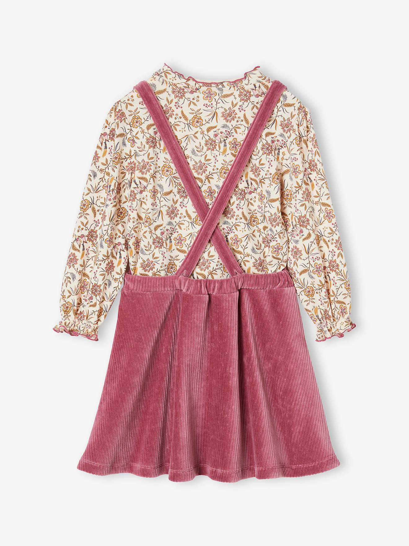 Vertbaudet Mädchen-Set: Shirt & Latzkleid aus Cord - malve