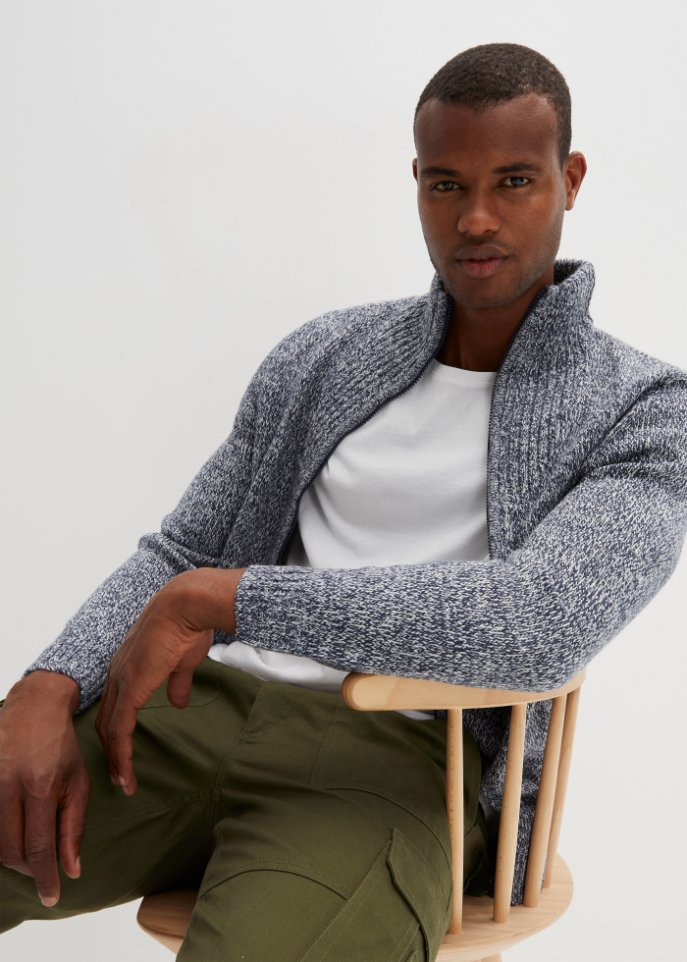 Strickjacke mit Stehkragen mit recyceltem Polyacryl