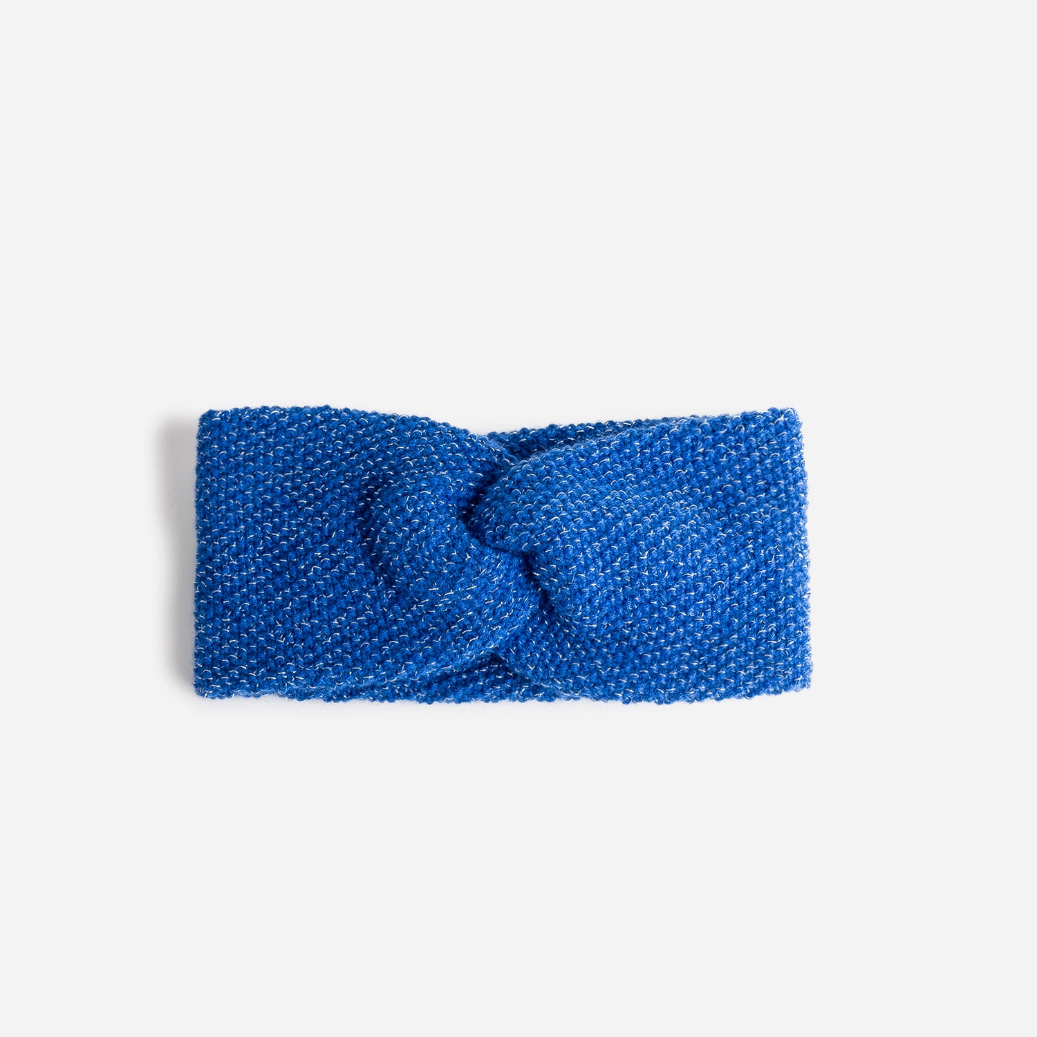 Headband bleu roi pailleté en tricot avec nœud fixe