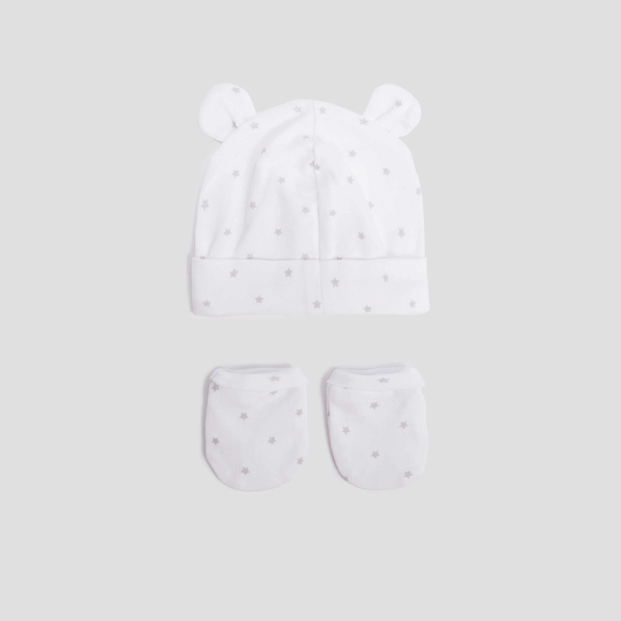 Ensemble bonnet et moufles blanc mixte | La Halle