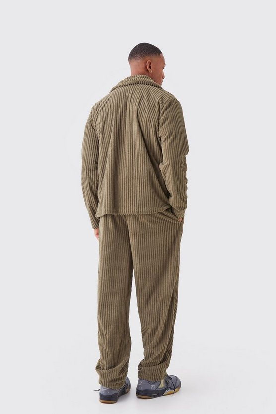 Gerippte Harrington-Jacke & Hose mit geradem Bein