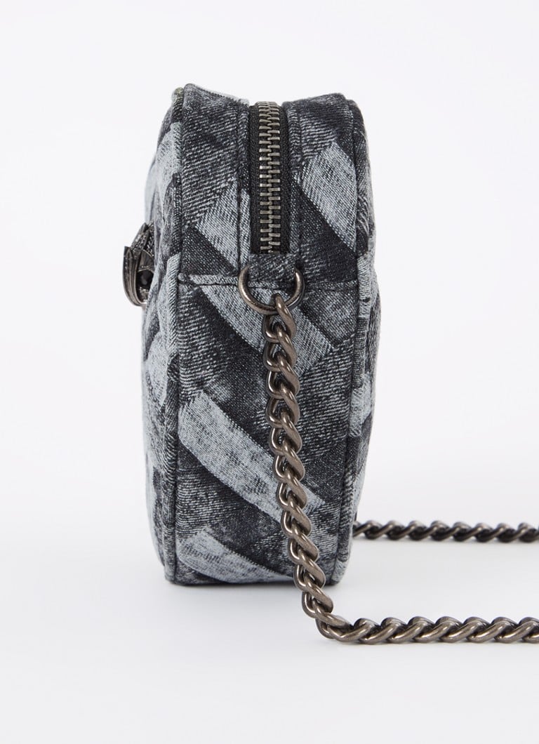 Borsa a tracolla Kurt Geiger a forma di cuore con motivo a quadri.