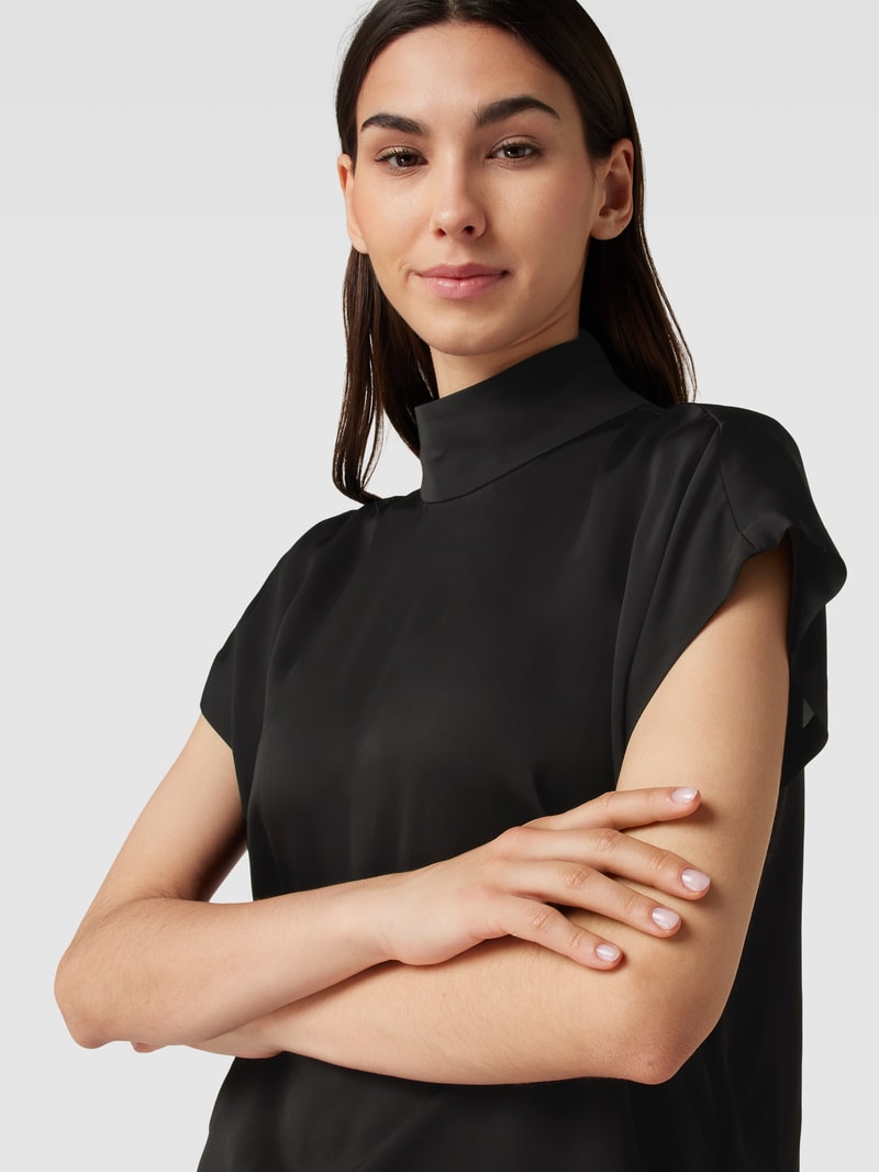 Blusenshirt aus Viskose mit Stehkragen Modell 'ALARIA' in schwarz