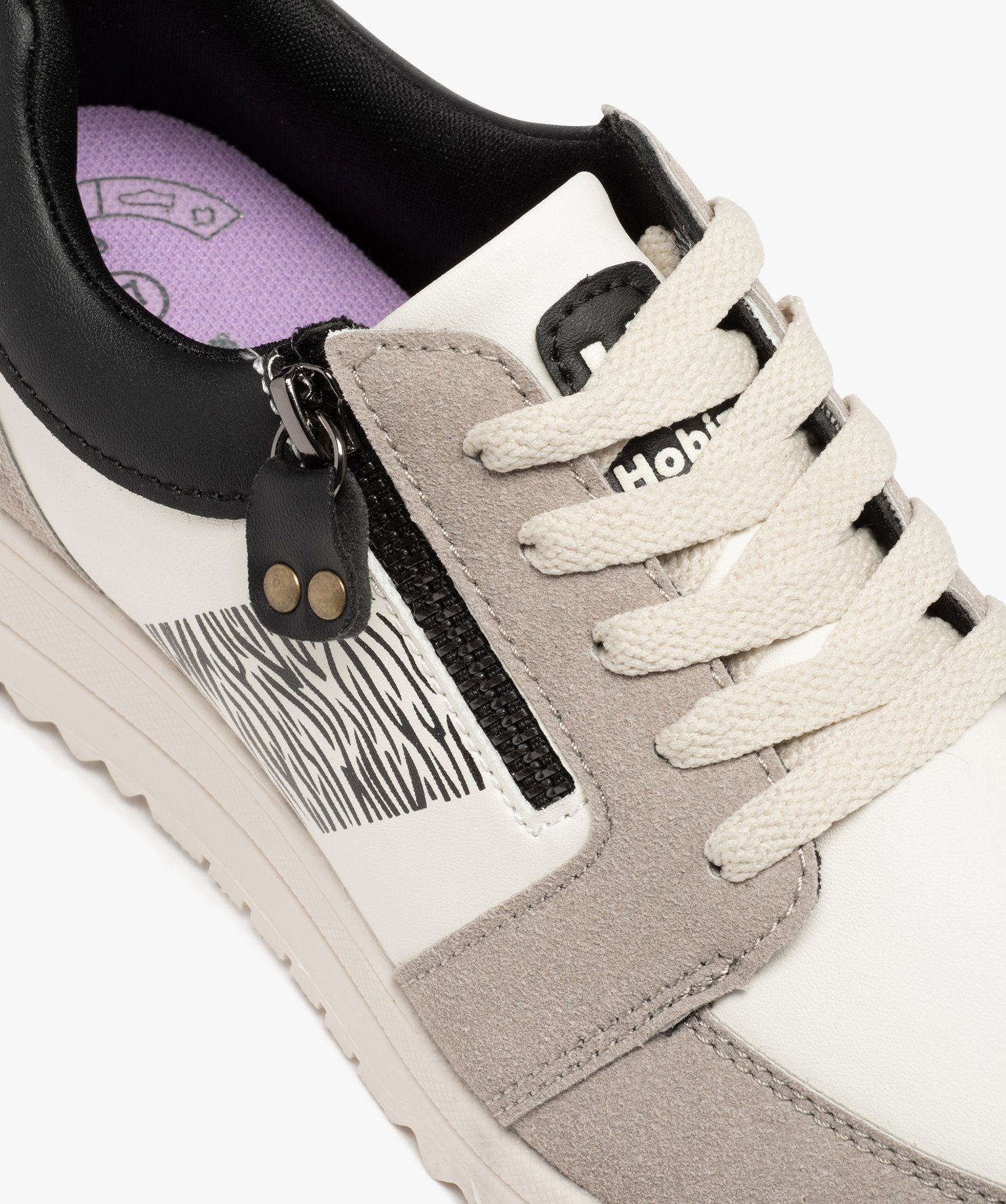 Baskets femme style casual avec détails fantaisie - Hobiz beige | GEMO