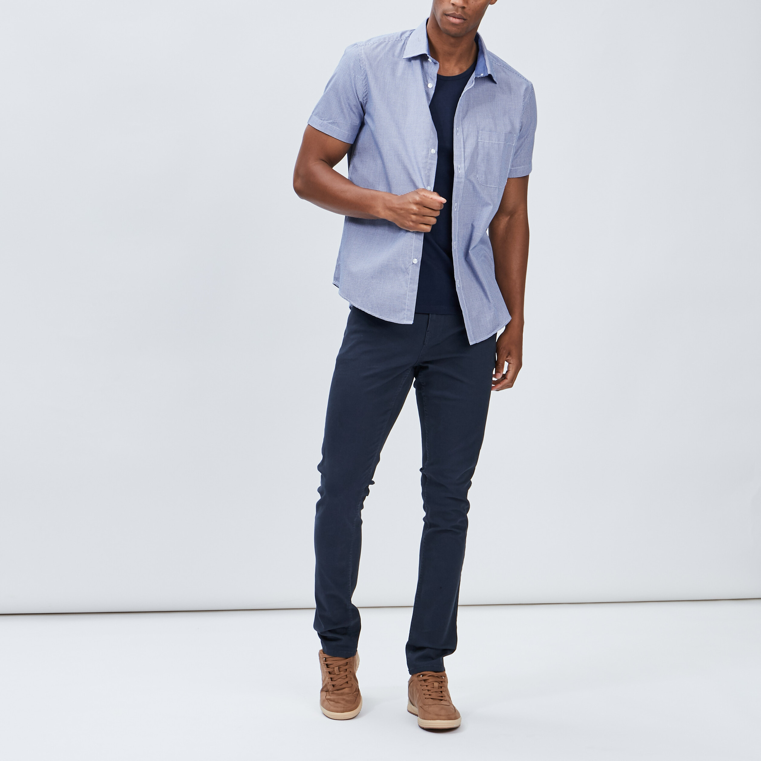 Pantalon droit en coton bleu marine homme | La Halle