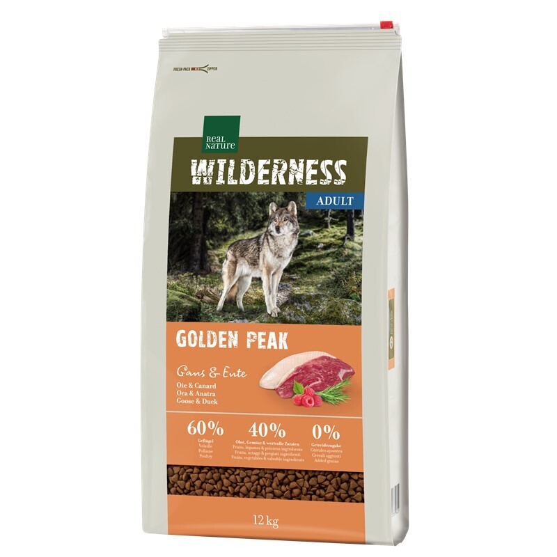 REAL NATURE Hundetrockenfutter REAL NATURE WILDERNESS Golden Peak Gans & Ente 12 kg