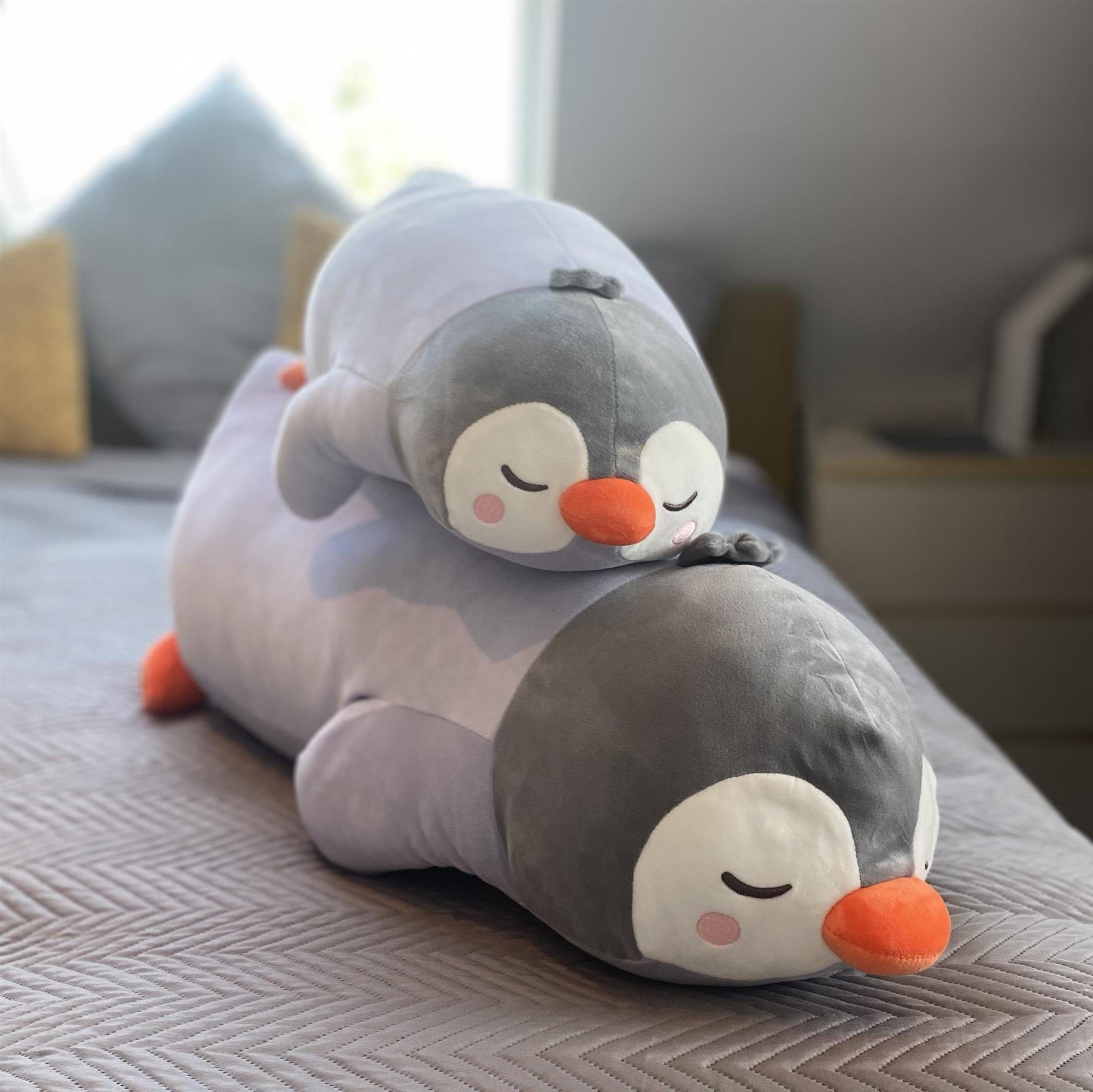 UNUS HOME Seitenschläferkissen Pinguin Kissen, 1-tlg., 50 cm Hellblau, Lagerungskissen Stillkissen Kissen für Kinder Dekoration extrem weich