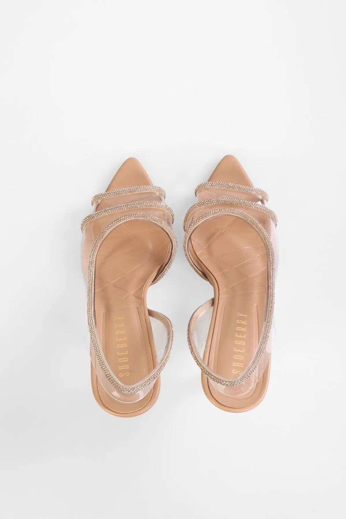 Shoeberry  Transparente Antoi Skin-Schuhe mit geripptem Steinabsatz für Damen