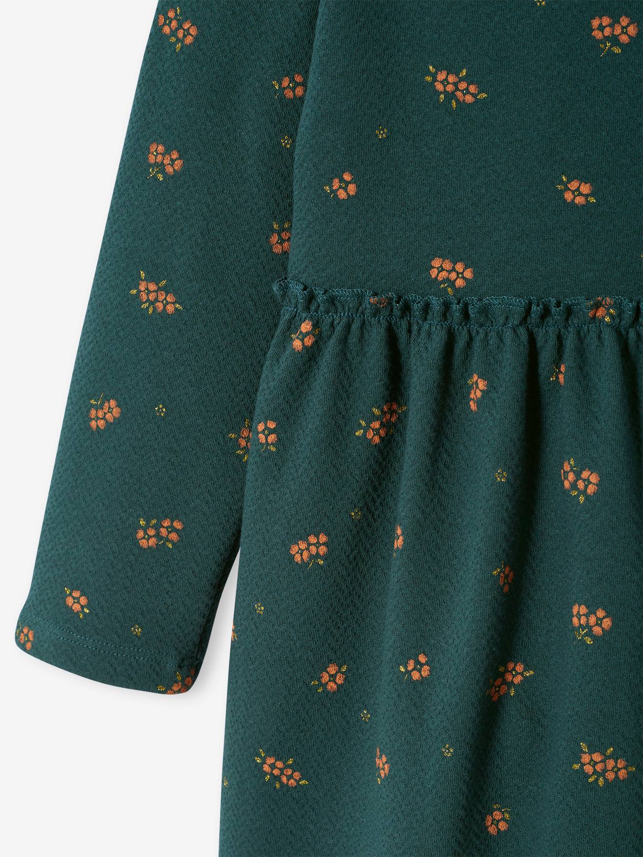 Robe imprimée fille maille reliéfée curcuma imprimé