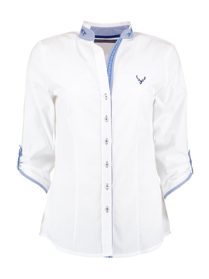 OS-Trachten Trachtenbluse 450012-3684 in weiß-blau günstig kaufen