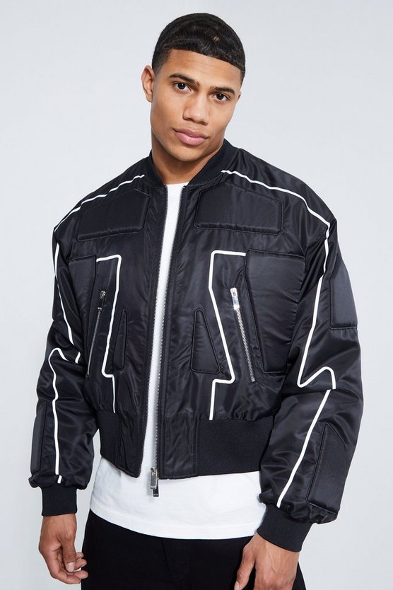 Kastige reflektierend Nylon-Bomberjacke