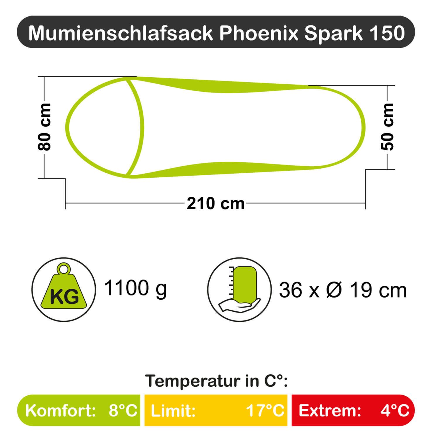 Mumienschlafsack Phoenix Spark 150