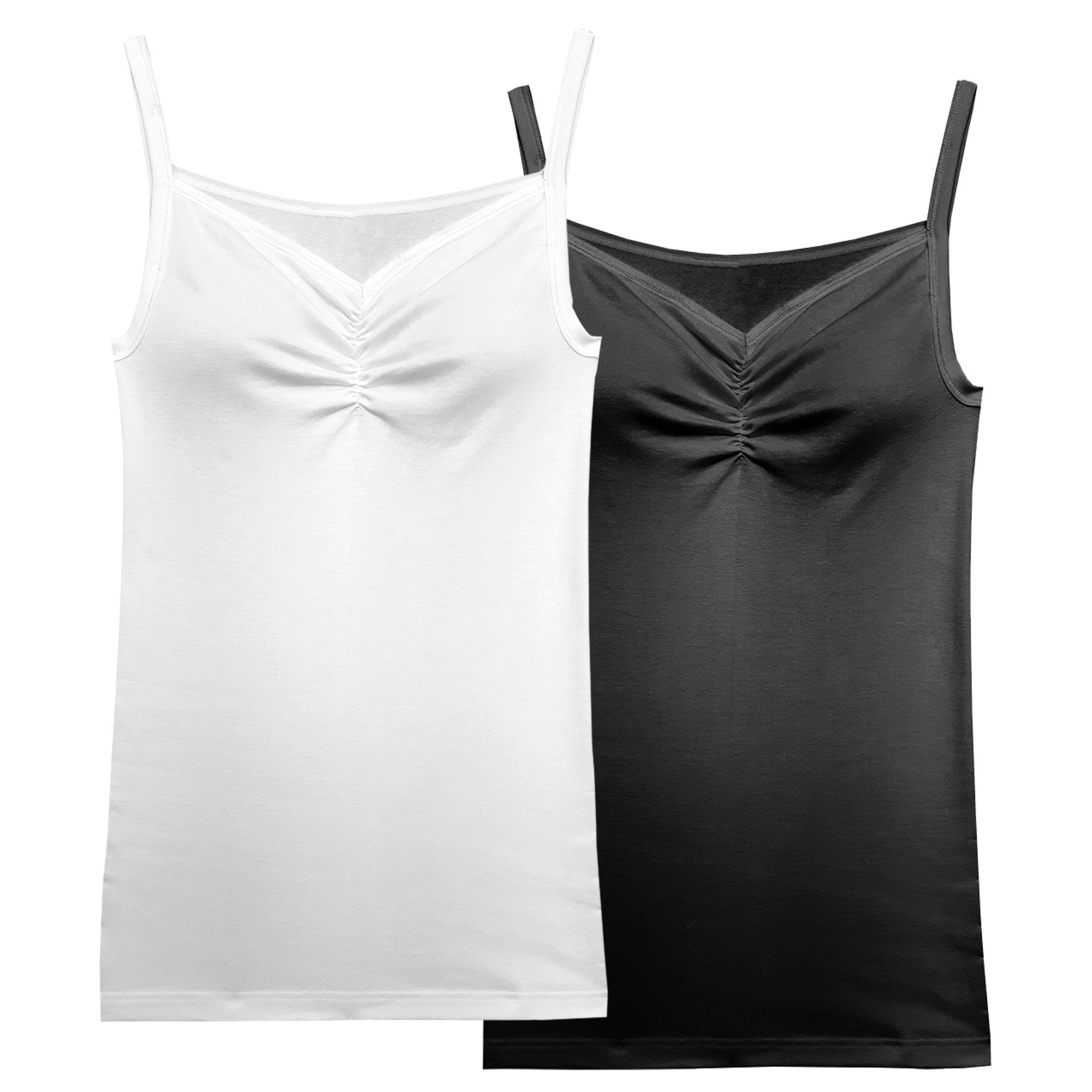 HERMKO Unterhemd 551513 Damen Trägerhemd mit Dekolleté Raffung