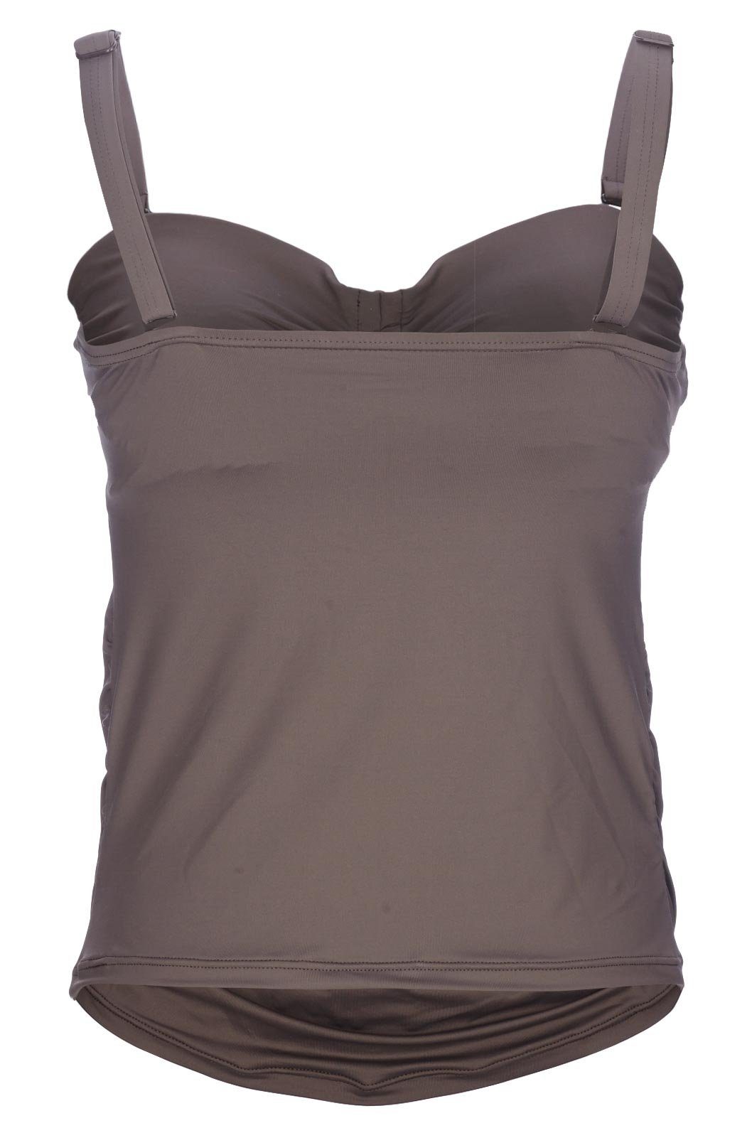 petit amour Umstands-Tankini CAMERON_bronzé professionelles Design für Umstandsbademode in D/E und F/G Cups mit Bügel, made in Hamburg, stylish und bequem, wächst mit und passt weit über die Schwangerschaft hinaus.