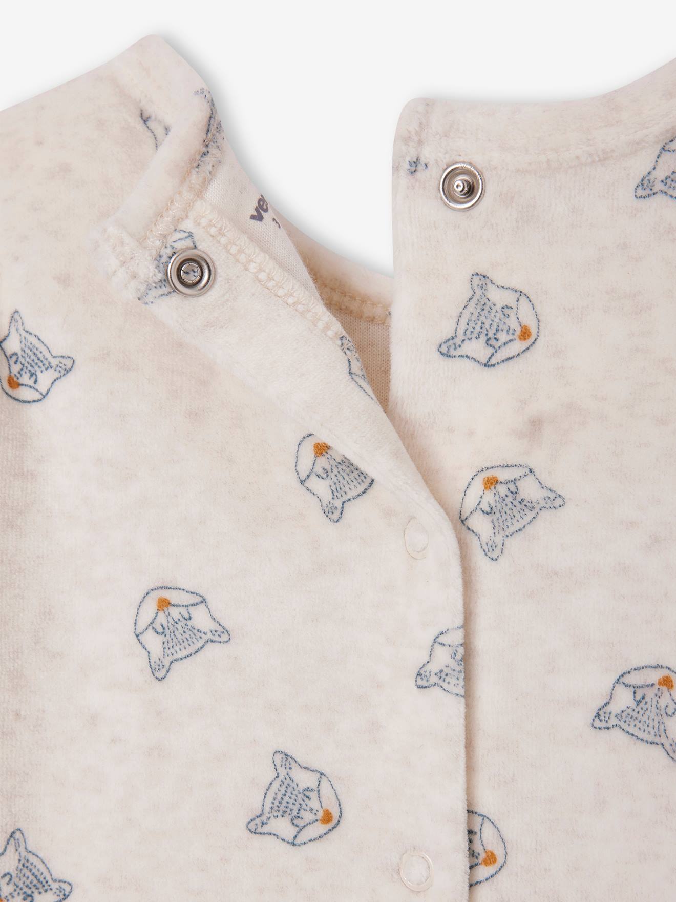 Vertbaudet 2er-Pack Baby Samt-Strampler mit Füchsen Oeko-Tex - marine