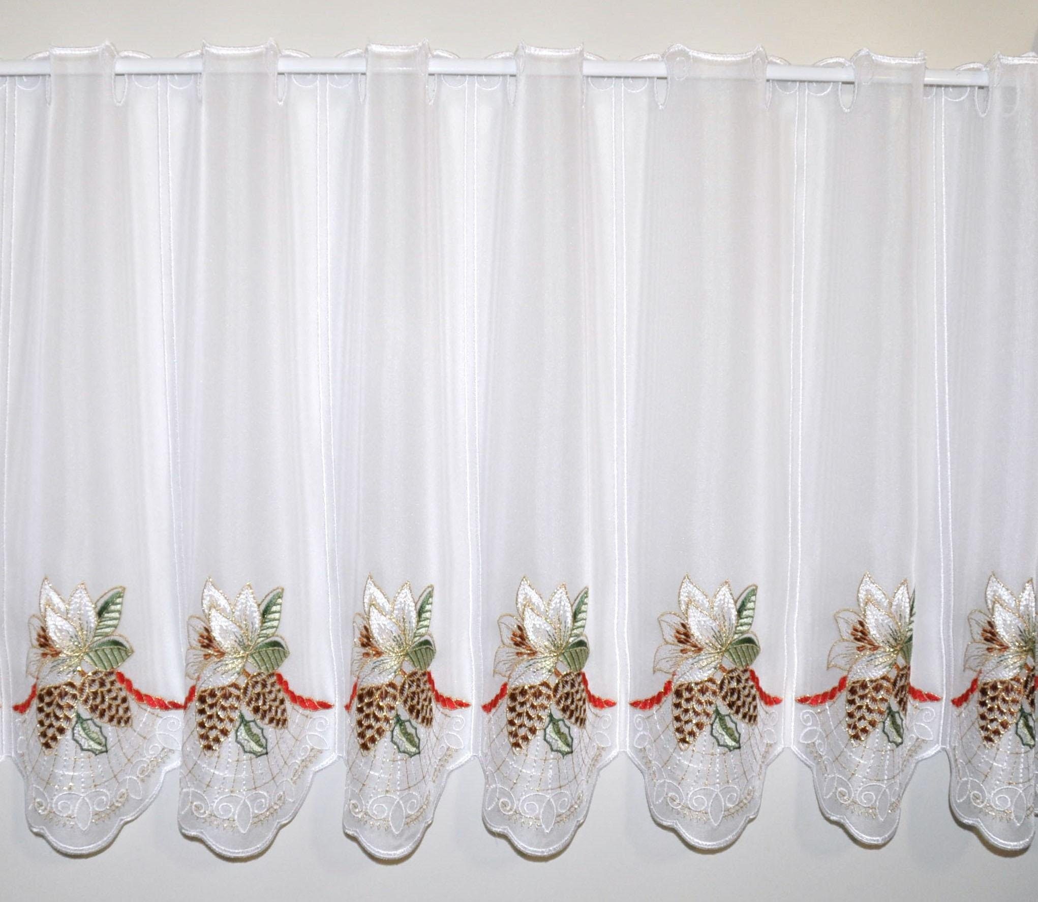 Scheibengardine Christrose, Stickereien Plauen, Stangendurchzug (1 St), transparent, Voile