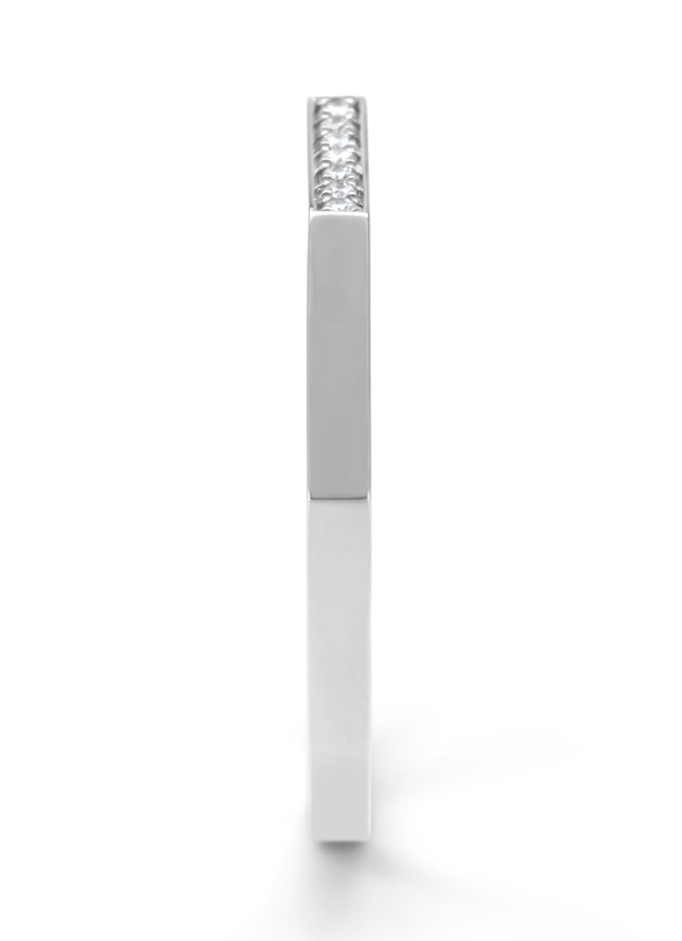 Inel cu vârf de diamant din aur alb, diamant de 0,03 ct, montură
