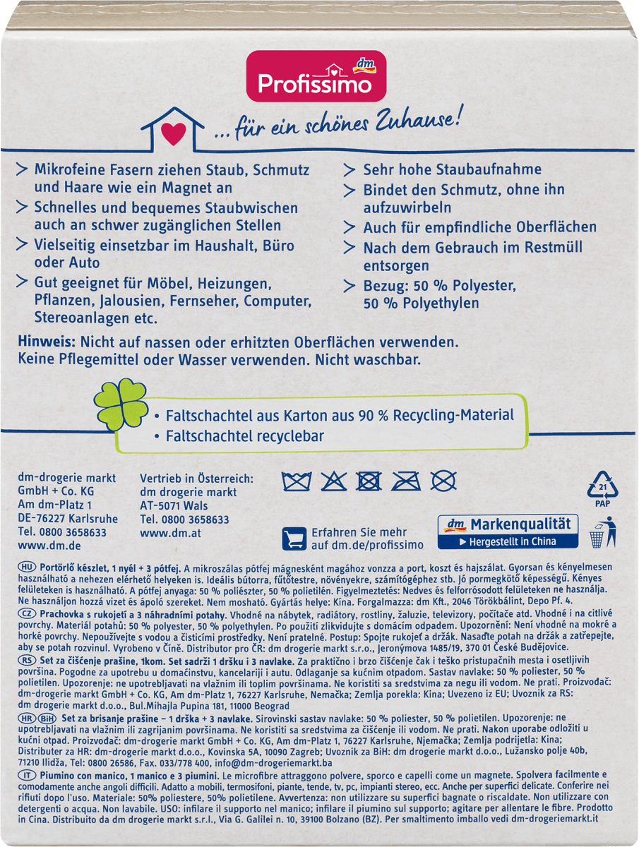 Staubwedel mit Bezügen, Set: 1 Griff + 3 Bezüge, 1 St