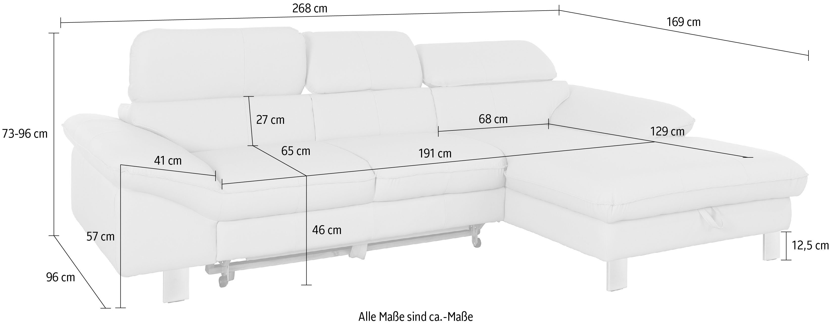 COTTA Ecksofa Driver, mit Kopfteilverstellung, wahlweise mit Bettfunktion