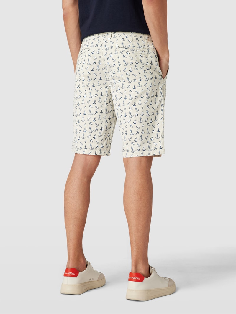 Bermudas mit Allover-Print in offwhite meliert