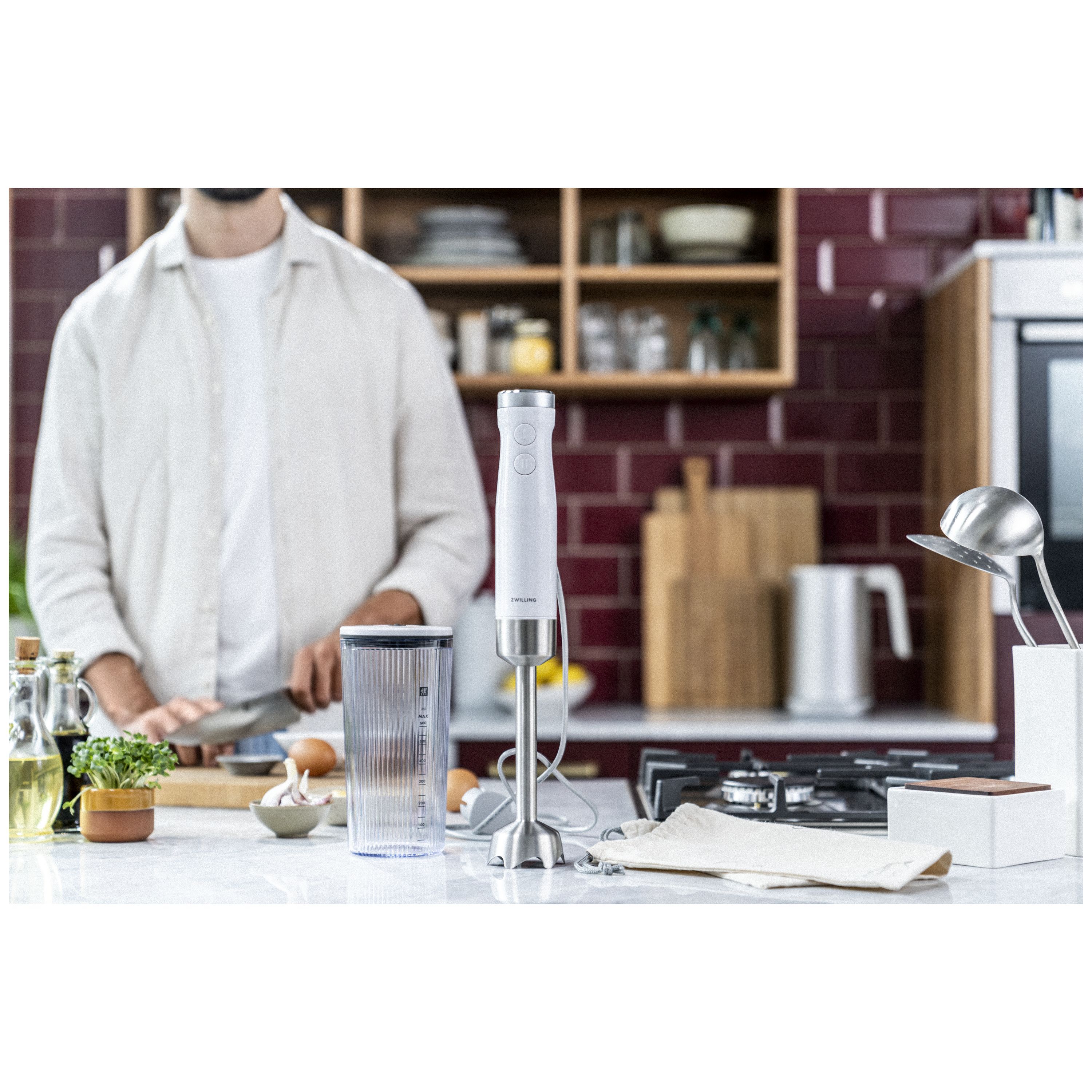 Stabmixer, DC Motor, Silber-Weiß