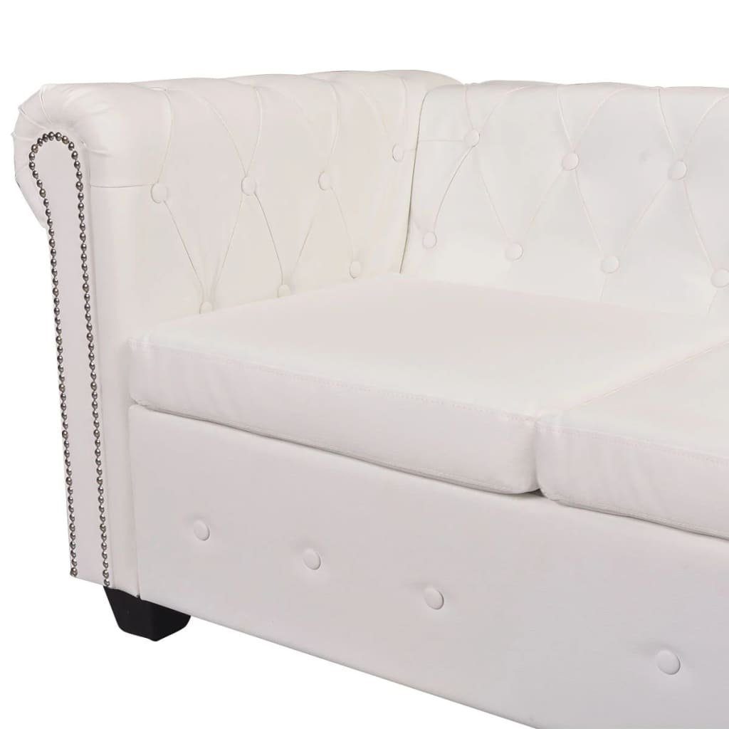 vidaXL Sofa Chesterfield Ecksofa 5-Sitzer Kunstleder Weiß