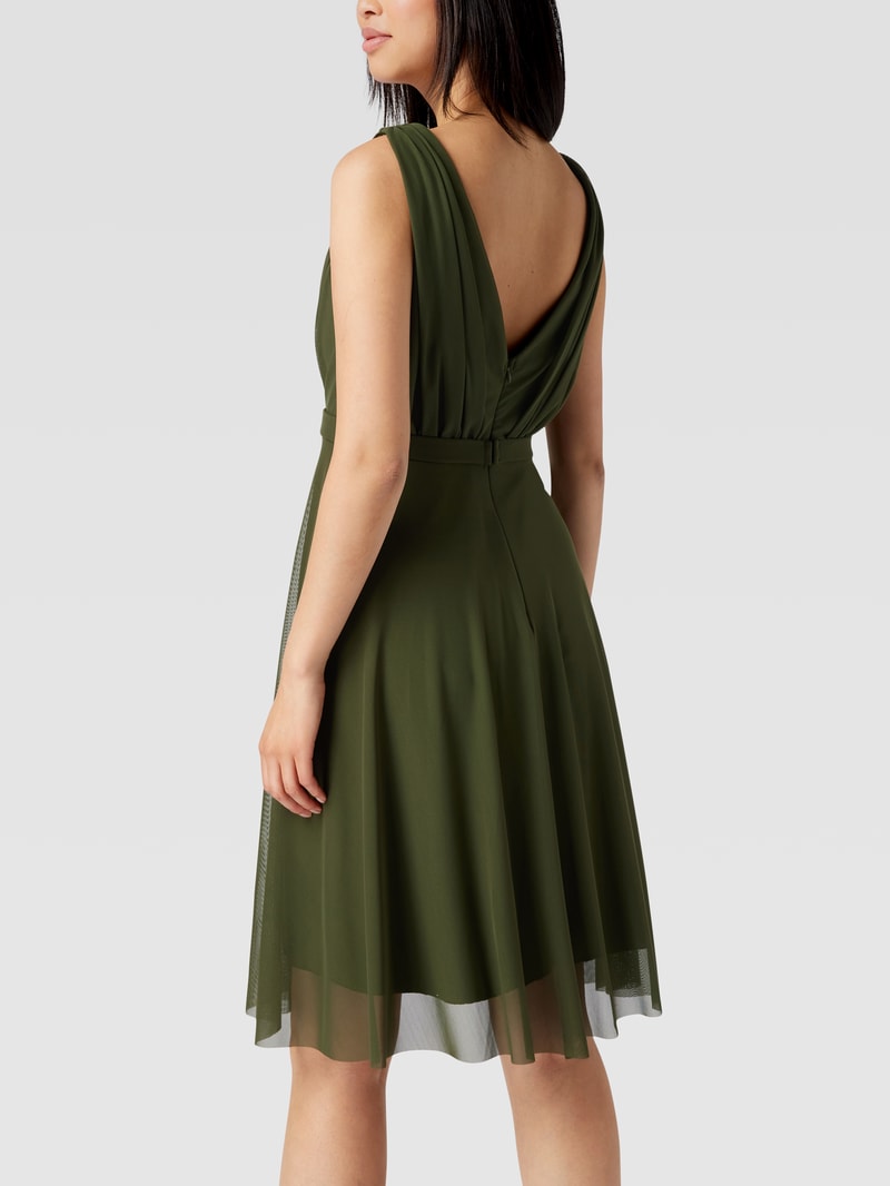 Cocktailkleid in Wickel-Optik in olivgrün