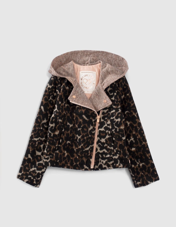 Veste rose cuivré bi-matière esprit motard fille