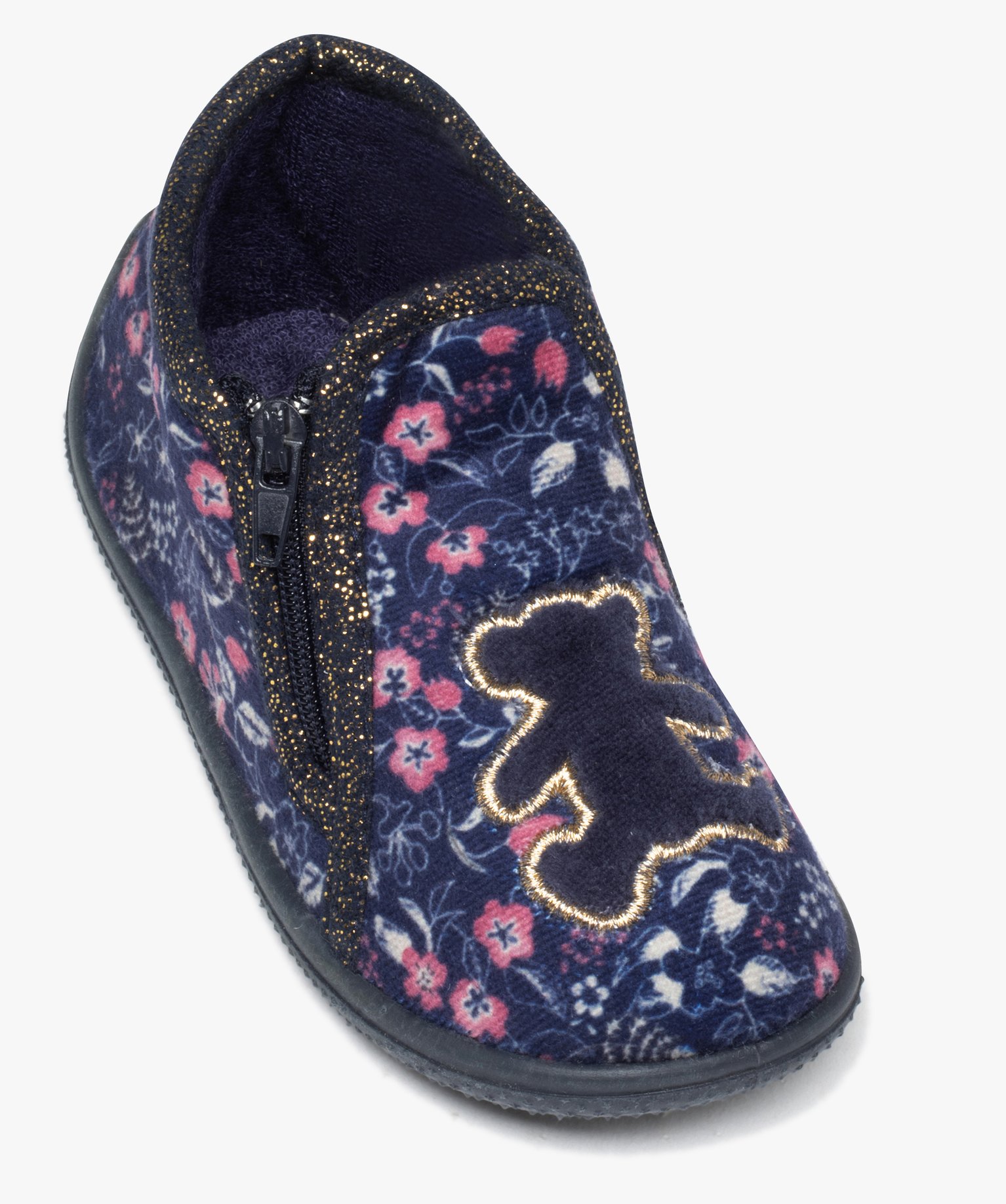 Chaussons bébé fille en velours imprimé fleurs - Lulu Cas... bleu | GEMO
