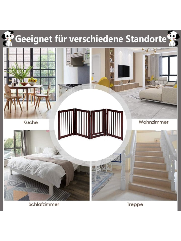 COSTWAY Absperrgitter 4 Stücke in Braun günstig kaufen 76 cm