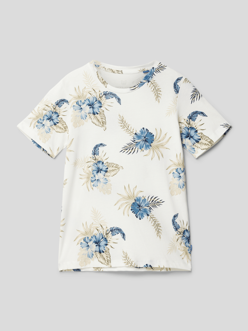 T-Shirt mit floralem Muster in offwhite