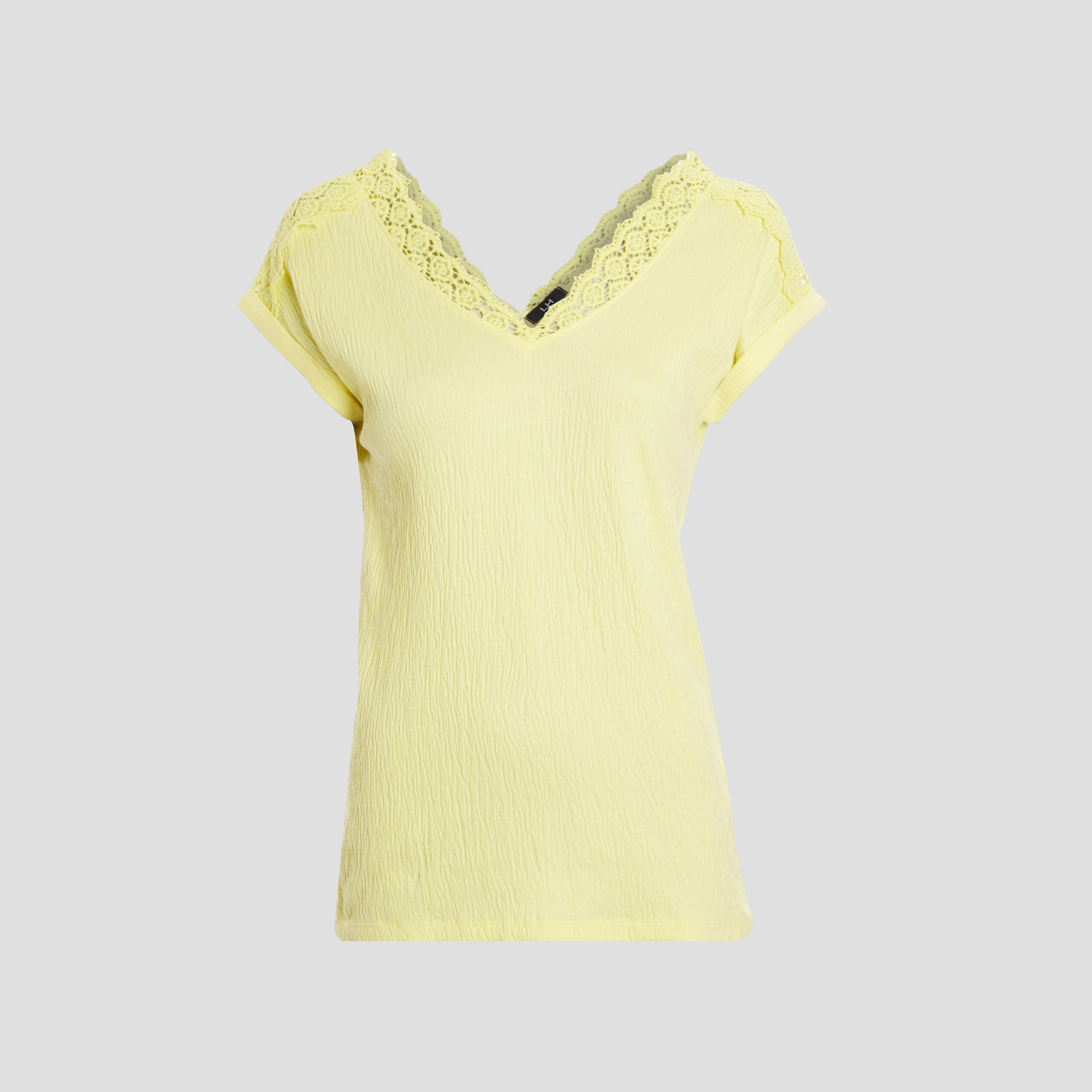 T-shirt manches courtes jaune citron femme | La Halle