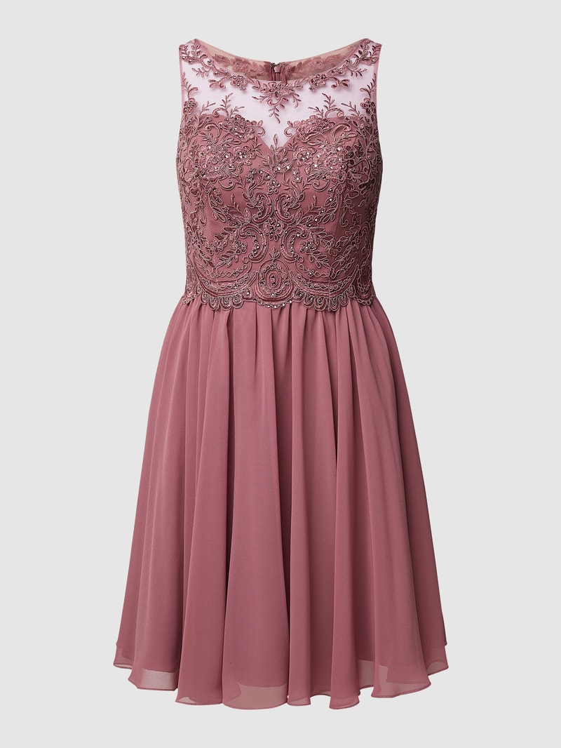 Cocktailkleid aus Tüll mit Strasssteinen in altrosa