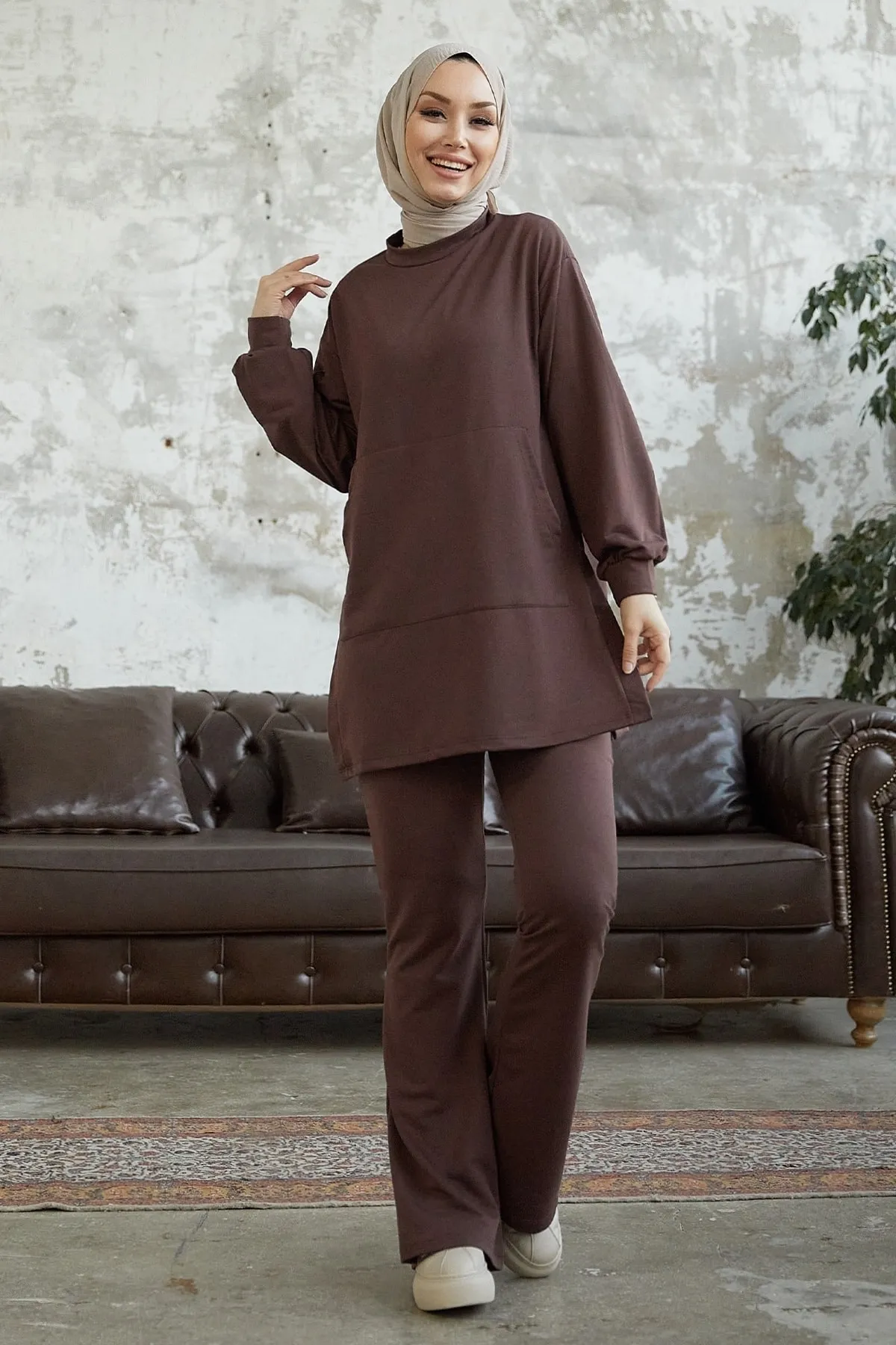 InStyle  Miora spanischer zweiteiliger Knöchelanzug – Bitterbraun