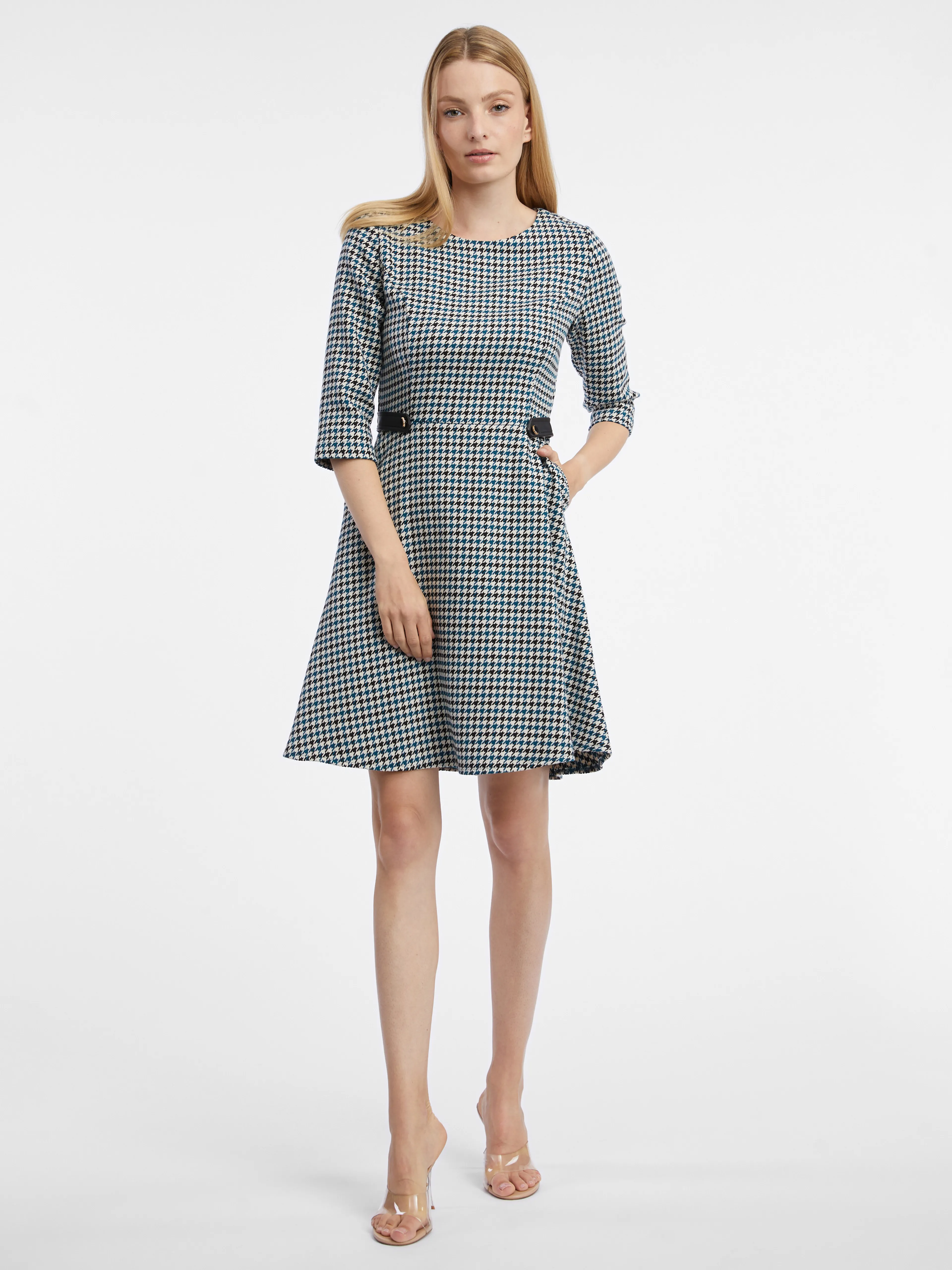 Blaues gemustertes Damenkleid ORSAY