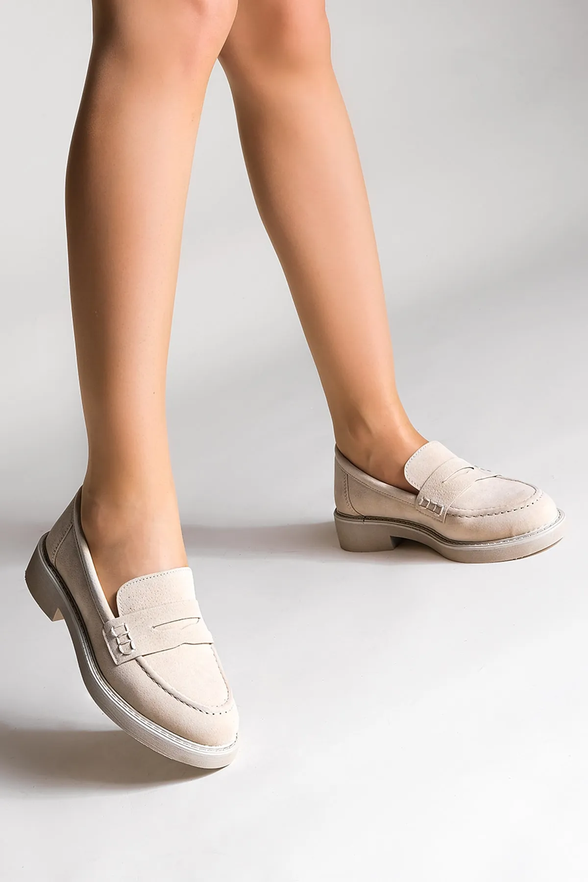 Marjin  Damen Loafer Mokassin Freizeitschuhe Andel Beige