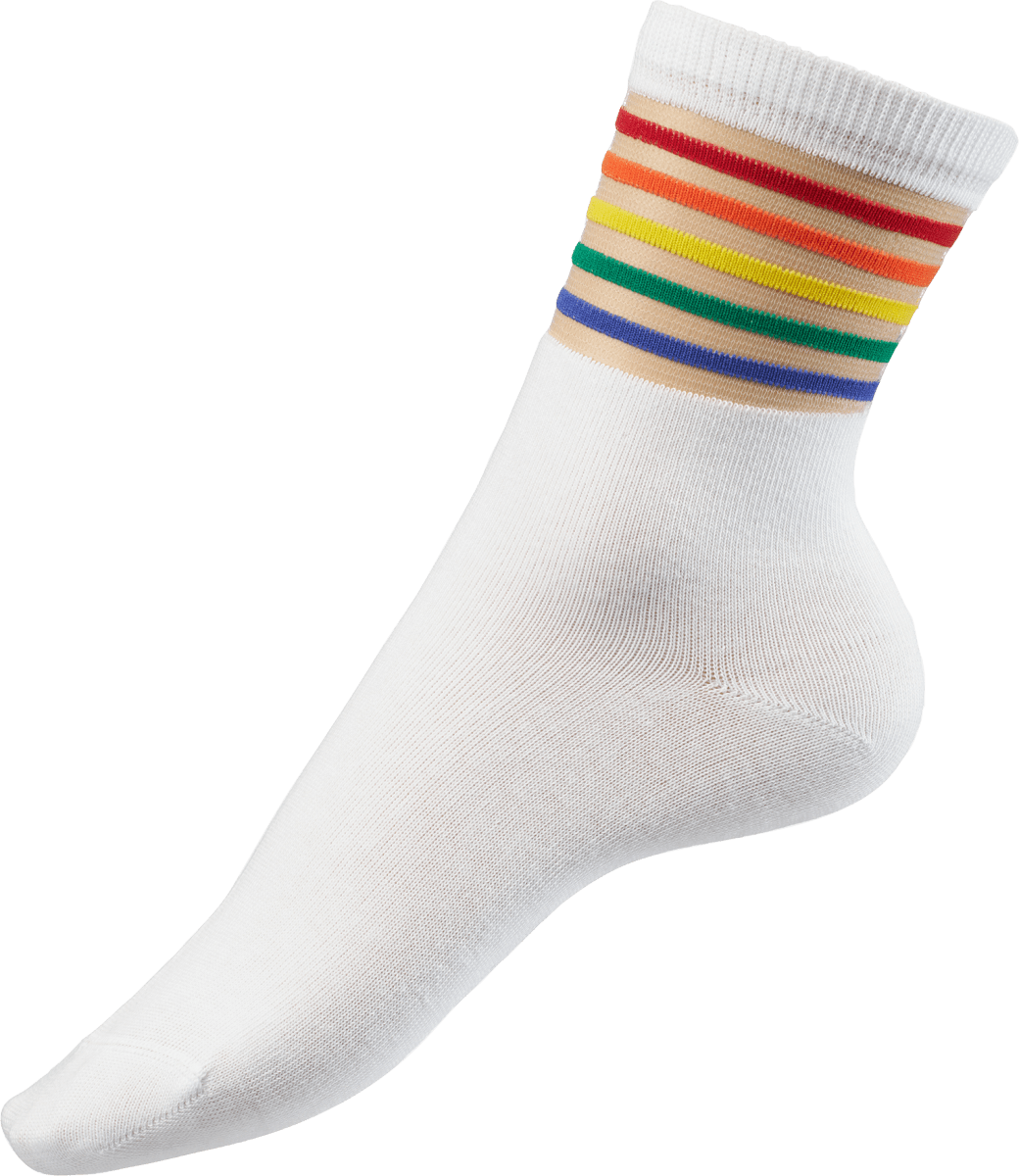 Socken mit Regenbogen-Ringeln weiß Gr. 39-42, 1 St