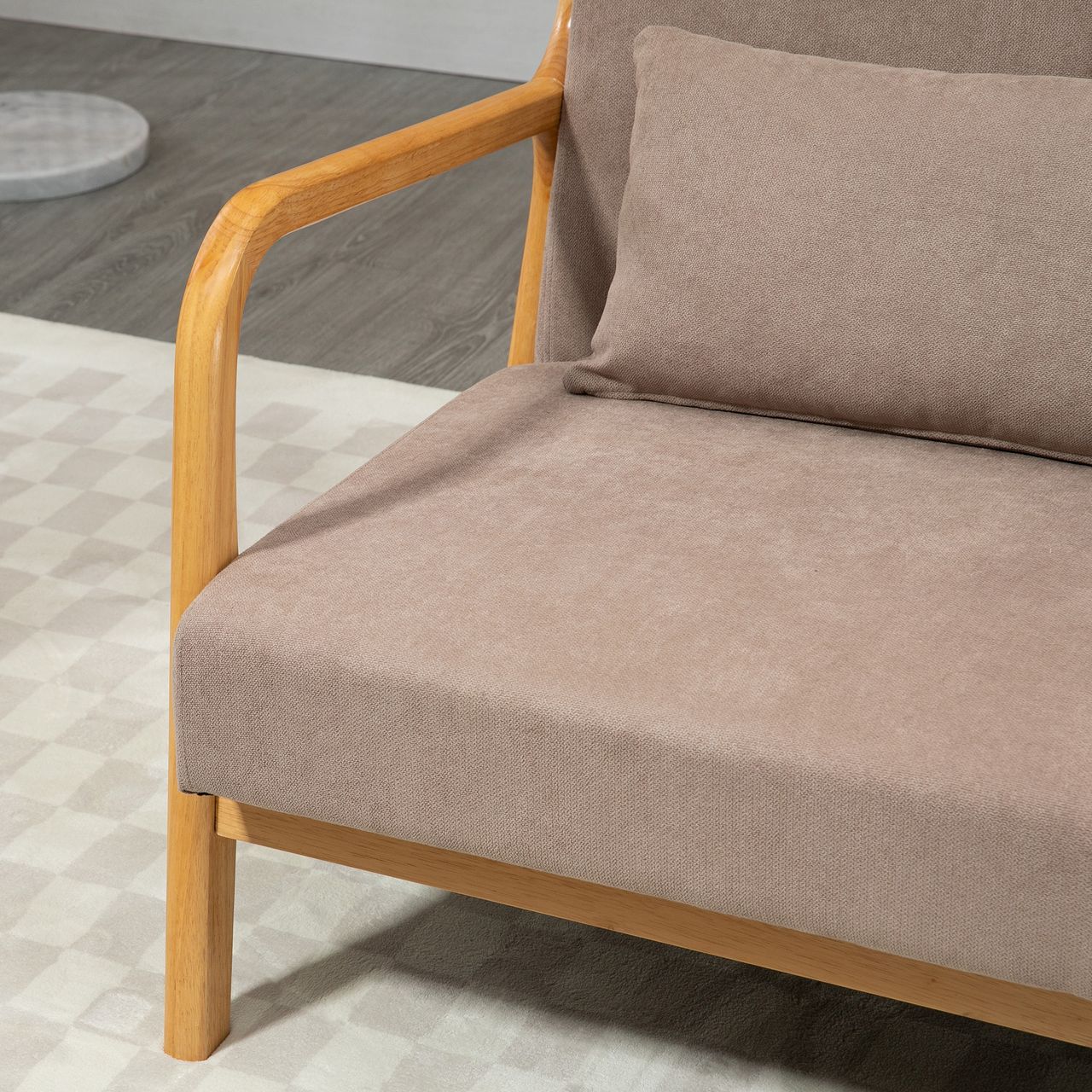 HOMCOM 2-Sitzer Sofa Zweisitzer mit Kissen, Doppelsofa mit Samtoptik Hellgrau