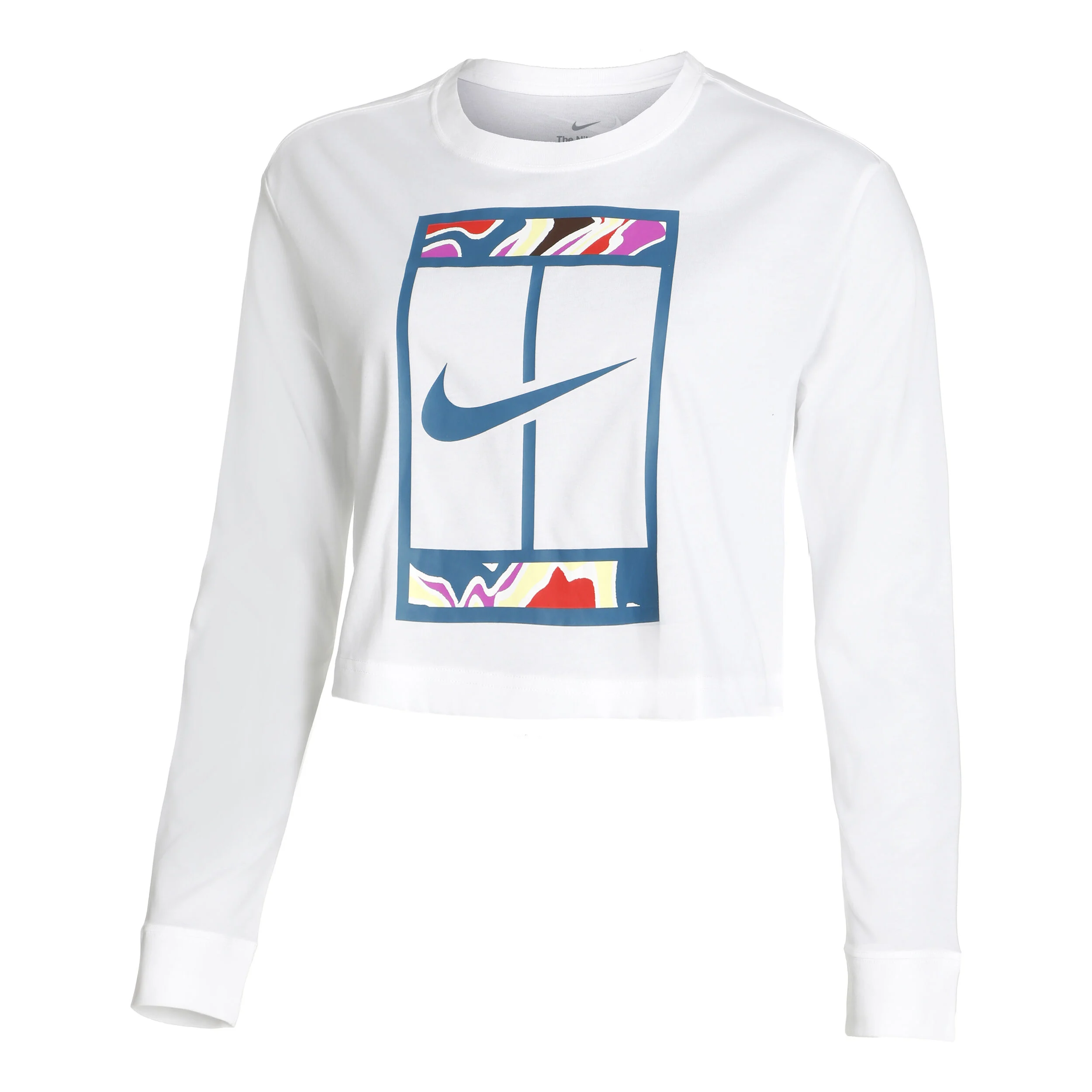 Dri-Fit Court Slam Cropped Longsleeve Damen - Weiß, Mehrfarbig