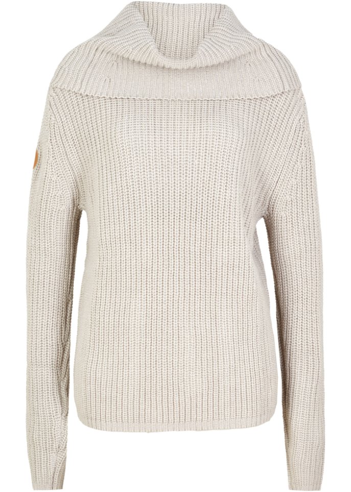 Grober Strickpullover mit weitem Kragen