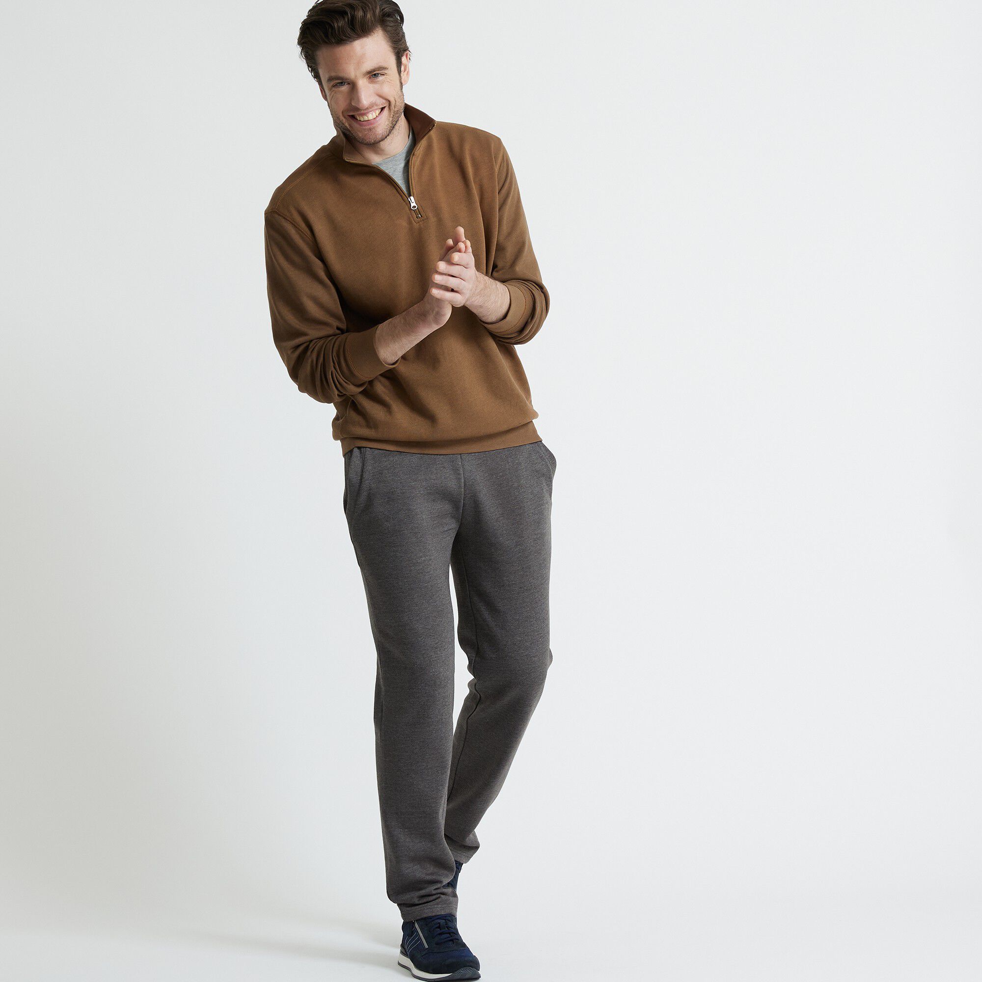 Sweat molleton col camionneur zippé
