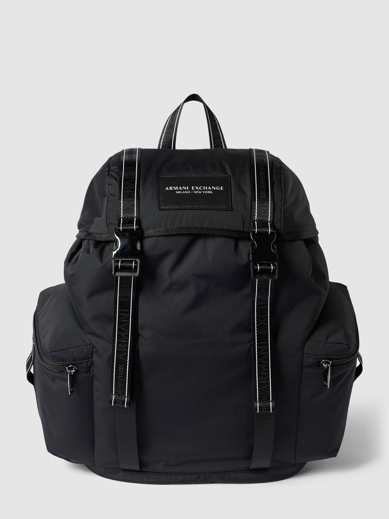 Rucksack mit Label-Patch in schwarz