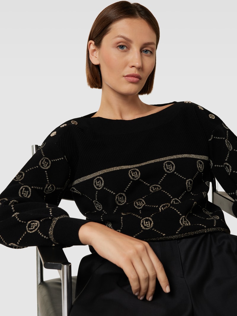 Strickpullover mit Effektgarn in schwarz