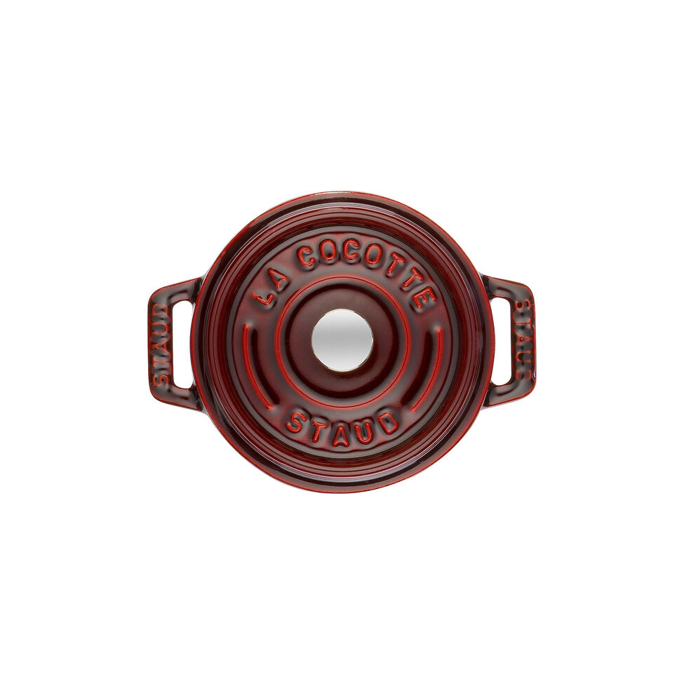 Mini Cocotte 10 cm, rund, Grenadine-Rot, Gusseisen