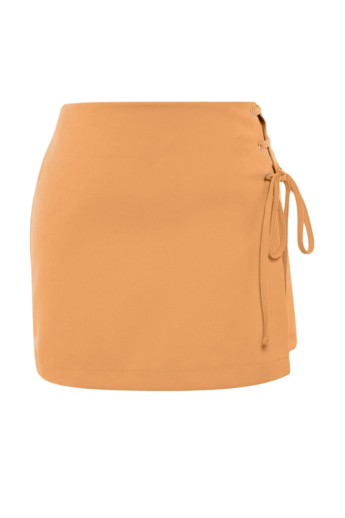 Trendyol Collection  Orangefarbener gewebter Shortsrock mit Bindeband und Ösendetail TWOAW21SR0038