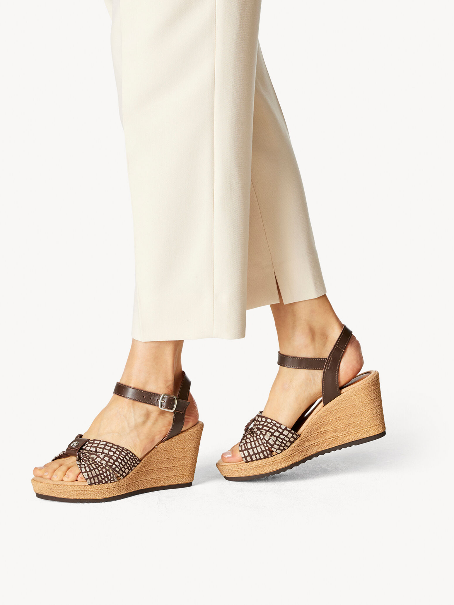 Sandale à talon en cuir - marron