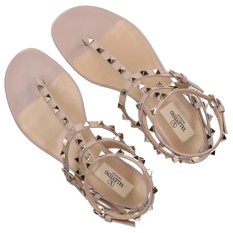 Valentino Garavani - Zehentrenner ROCKSTUD Kalbsleder - beige