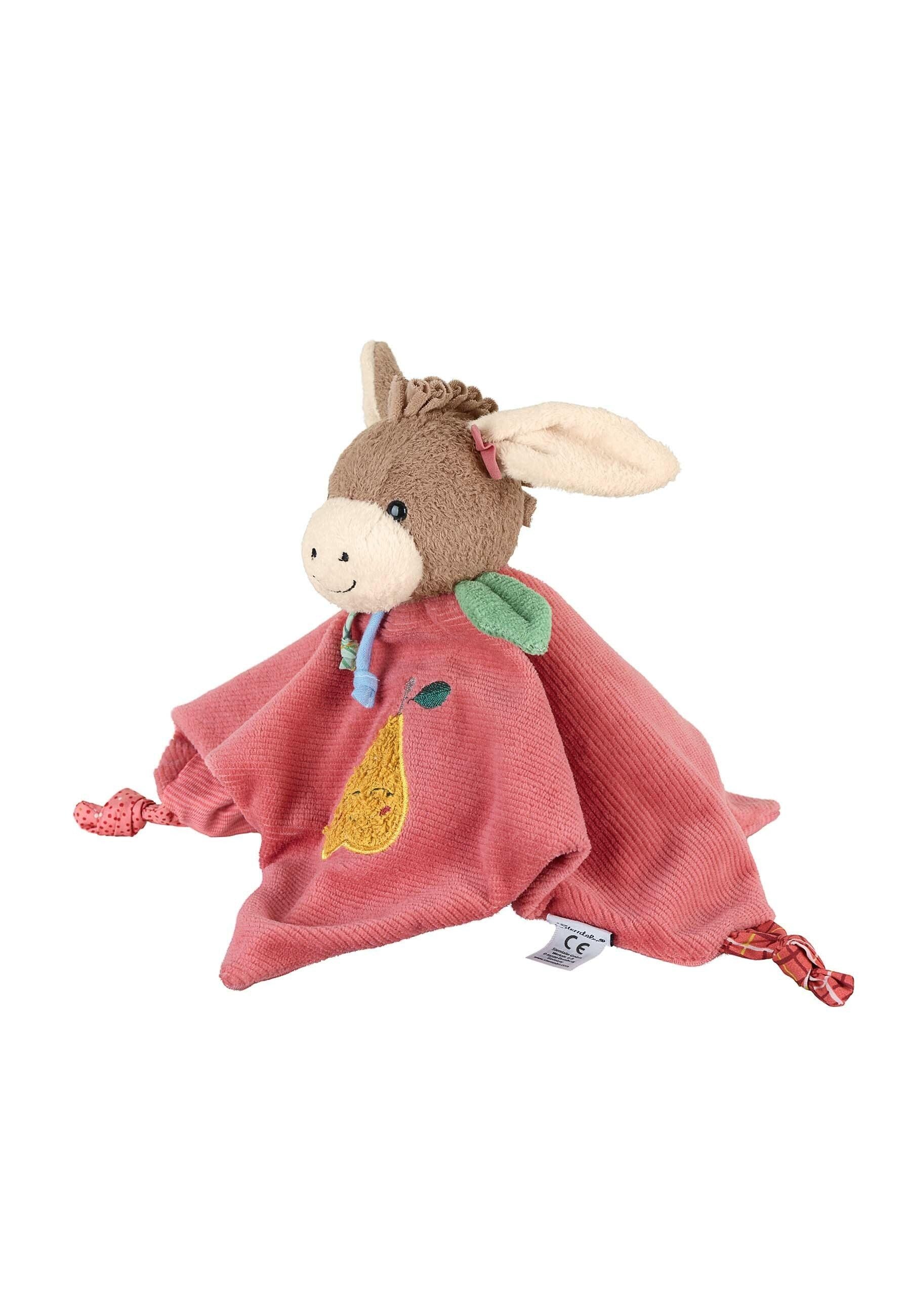 Schmusetuch Esel Emmily in Hellrot, 26 cm