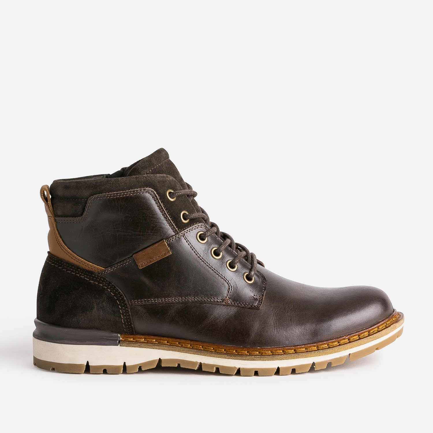 Boots à lacet marron foncé en cuir